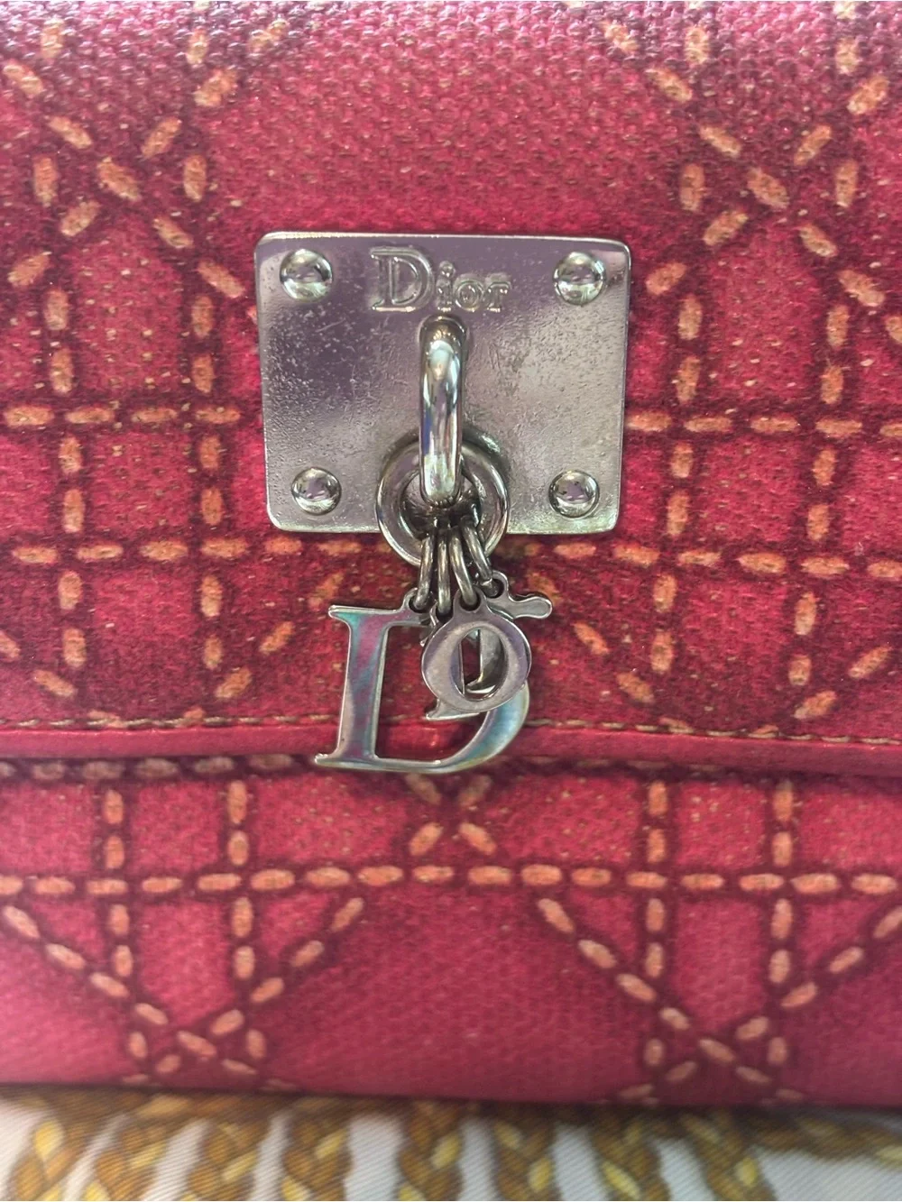AUTHENTIC Christian Dior Lady Dior Charm Wallet - Pink Cannage Stitching EUC - Picture 2 of 9